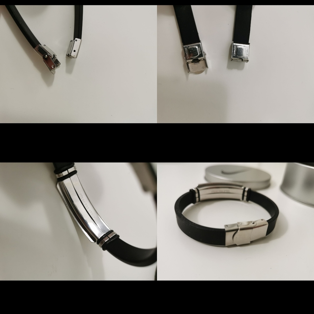 Nike Men's Silicone Rubber Bracelet With Silver Metal Container - Picture 3 of 4